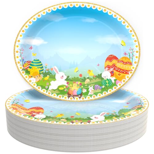Grosse Oster Pappteller, Osterteller Pappe, 36 Stück Kinder Osterteller Pappe, 32 x 25.9 cm Ovale Bunt Teller, Kinderfreundliches Ostergeschirr Grosse Oster Pappteller, Osterteller Pappe, 36 Stück Kinder Osterteller Pappe, 32 x 25.9 cm Ovale Bunt Teller, Kinderfreundliches Ostergeschirr von AinDen