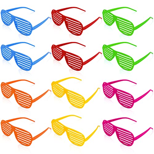 Ainiv 12 Paar Shutter Shades Brille, Transparente Candy Color Sonnenbrille für Geburtstagsfeier, Halloween, LNeuheit Party ustige Partybrillen für Erwachsene, Jungen und Mädchen 12er Pack von Ainiv