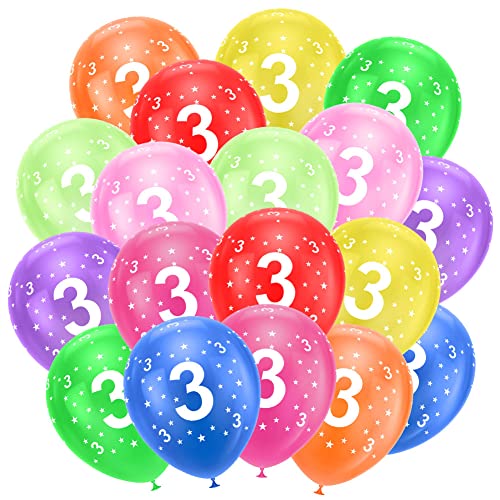Ainiv 18 Stück Kunterbunte Luftballons, Geburtstag Ballon, Luftballons 3. Geburtstag, Partyzubehör zum 3. Jahrestag, 12-Zoll-Zahlen Druckten Latex-Party-Ballone, Zahlenballons für Mädchen und Jungen Ainiv 18 Stück Kunterbunte Luftballons, Geburtstag Ballon, Luftballons 3. Geburtstag, Partyzubehör zum 3. Jahrestag, 12-Zoll-Zahlen Druckten Latex-Party-Ballone, Zahlenballons für Mädchen und Jungen von Ainiv