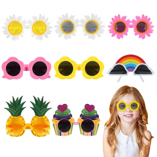 Ainiv 8 Stück Party Brillen, Kunststoff Lustige Brille Partybrille Lustige Sonnenbrille Set Hawaiian Tropical Brille Kostüm Party Spassbrillen für Strand Thema Dekoration Party Zubehör Foto Requisite von Ainiv