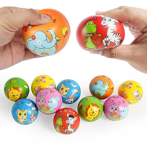 Ainiv Anti Stress Spielzeug Bälle, 12 Stück Tierbild Stressball, 6cm Schaum Stressabbau Bälle, Stressabbau Spielzeug für Kinder Erwachsene Mitgebsel Gastgeschenke Kindergeburtstag Weihnachten von Ainiv