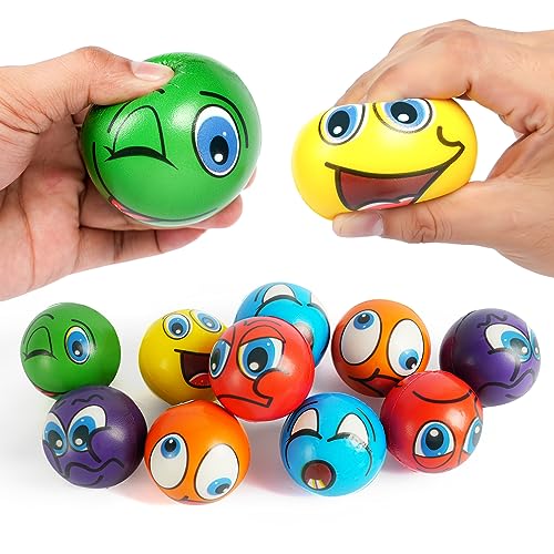 Ainiv Anti Stress Spielzeug Bälle, 12 Verschiedene Emoticons Stressball, 6cm Schaum Stressabbau Bälle, Stressabbau Spielzeug für Kinder Erwachsene Mitgebsel Gastgeschenke Kindergeburtstag Weihnachten von Ainiv