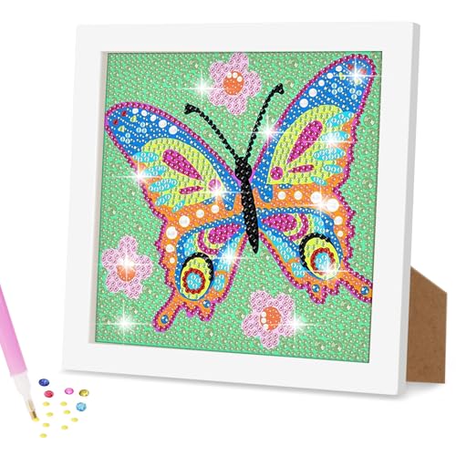 Ainiv Diamond Painting Kinder mit Holzrahmen, 5D DIY Cartoon Diamond Painting Bilder, Malen Nach Zahlen Diamant Painting, DIY Diamant Painting Bilder Kinder Tiere für Home Wand Decor-Schmetterling Ainiv Diamond Painting Kinder mit Holzrahmen, 5D DIY Cartoon Diamond Painting Bilder, Malen Nach Zahlen Diamant Painting, DIY Diamant Painting Bilder Kinder Tiere für Home Wand Decor-Schmetterling von Ainiv