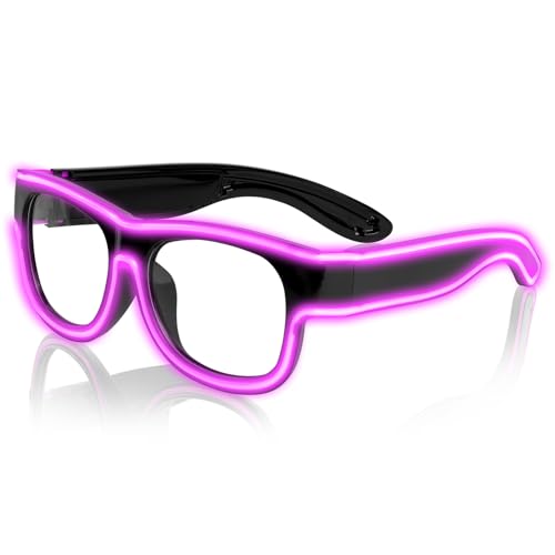 Ainiv LED Brille, Leuchten Brille, Wireless Neon Rave Brille, Flashing LED Sonnenbrille Kostüme, Flashing LED brillen, Led Glasses, Partybrille, Party Led Brille für Party, EDM, Halloween (Rosa) von Ainiv