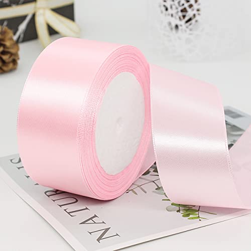 Ainmto 22m X 38mm Rosa Satinband,2 Rollen Hellrosa Schleifenband,Dekoration Bänder,Geschenkband Breit,Stoffband für Hochzeit von Ainmto