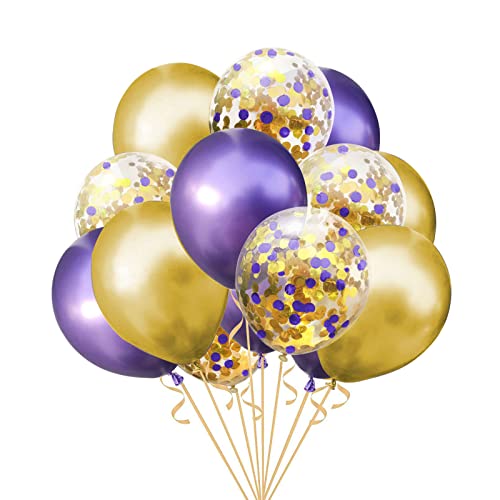 50 Stück 12 Zoll Luftballons Mattes Lila und Gold,Helium Konfetti Ballons für Geburtstag, Hochzeiten von Ainmto