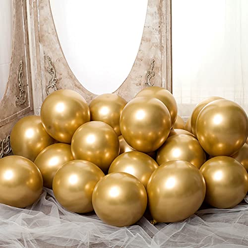 Ainmto 50 Stück 12 Zoll Luftballons Metallic Golden Helium Ballons für Geburtstag, Hochzeiten von Ainmto
