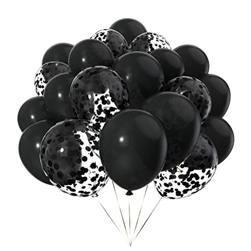 50 Stück 12 Zoll Luftballons Schwarze Helium und Ballons Konfetti Schwarz für Geburtstag, Hochzeiten von Ainmto