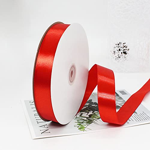 Ainmto 91m(100Yards) X 25mm Rote Satinband,Geschenkband Schleifenband Rot,Satin Bänder Breit,Stoffband für Hochzeit(1 Rollen) von Ainmto