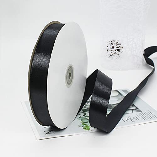 Ainmto 91m(100Yards) X 25mm Schwarze Satinband,Geschenkband Schleifenband Schwarz,Satin Bänder Breit,Stoffband für Hochzeit(1 Rollen) von Ainmto