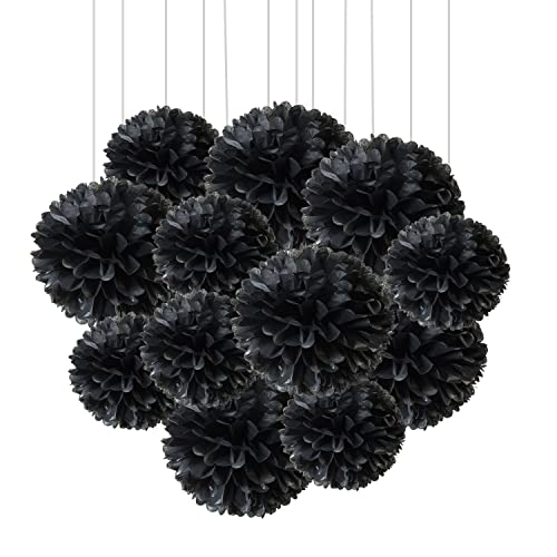 Ainmto 12 Stück Schwarze Seidenpapier Pompons Dekoration für Geburtstag, Hochzeit Ainmto 12 Stück Schwarze Seidenpapier Pompons Dekoration für Geburtstag, Hochzeit von Ainmto