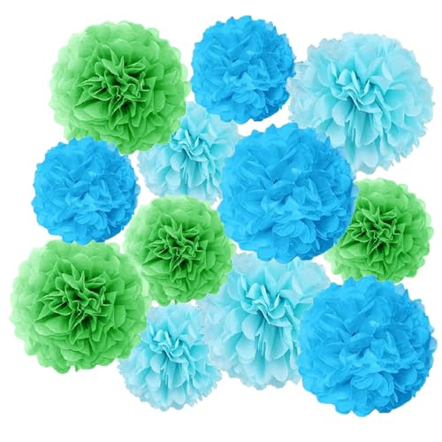 Ainmto 12 Stück Seidenpapier Pompons blau und grün,Party Pompons Deko für Geburtstag, Hochzeit Ainmto 12 Stück Seidenpapier Pompons blau und grün,Party Pompons Deko für Geburtstag, Hochzeit von Ainmto