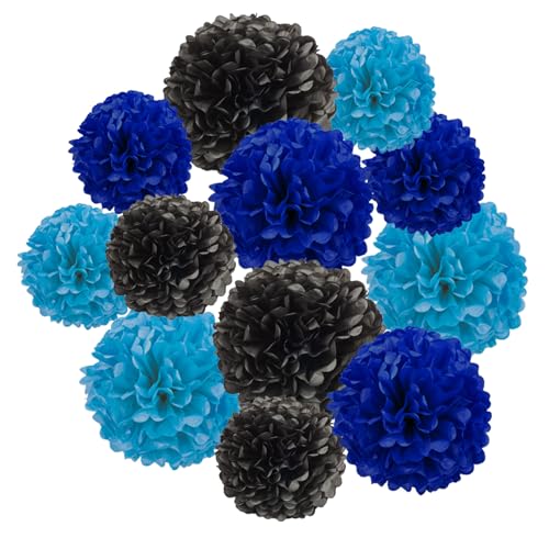 Ainmto 12 Stück Seidenpapier Pompons blau und schwarz,Party Pompons Deko für Geburtstag, Hochzeit Ainmto 12 Stück Seidenpapier Pompons blau und schwarz,Party Pompons Deko für Geburtstag, Hochzeit von Ainmto