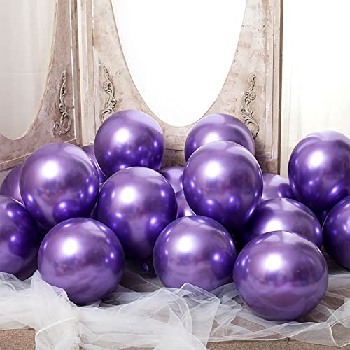 Ainmto 50 Stück 12 Zoll Luftballons Metallic Violett Helium Ballons Lila für Geburtstag, Hochzeiten von Ainmto
