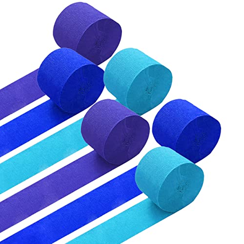 Ainmto 6 Rollen Blau Krepppapier, Kreppbänder, Krepppapier Luftschlangen Dekoration(4.5 cm x 25 m) von Ainmto
