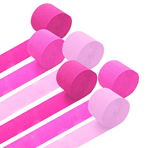 Ainmto 6 Rollen Rosa Krepppapier, Kreppbänder, Krepppapier Luftschlangen Dekoration(4.5 cm x 25 m) von Ainmto