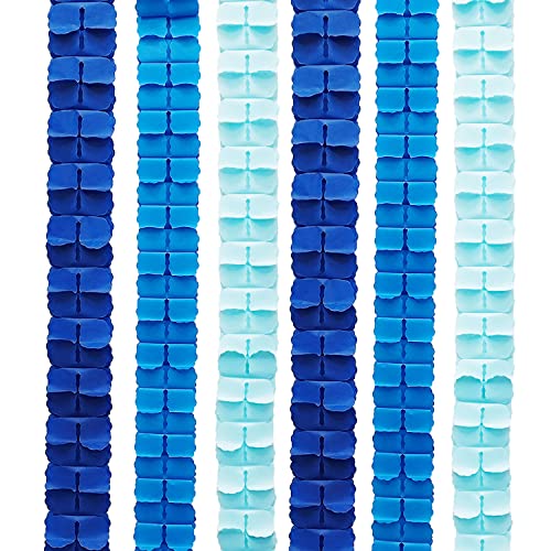Ainmto 6er Set Hängenden Papier Girlande Blau,Vierblättrige Seidenpapier luftschlangen for Dekoration(3M) von Ainmto