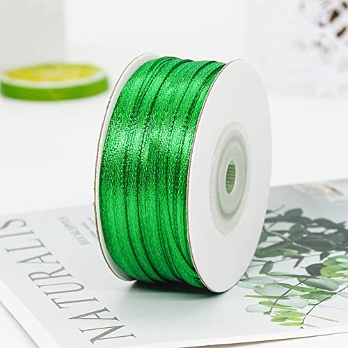 Ainmto Satinband Grün 3mm X 91m(100Yards),Geschenkband Grün Schmal,Doppelseitige Schleifenband zum Basteln Geschenke Verpackung,Dekoration Bänder für Geburtstag Hochzeit(1 Rollen) von Ainmto