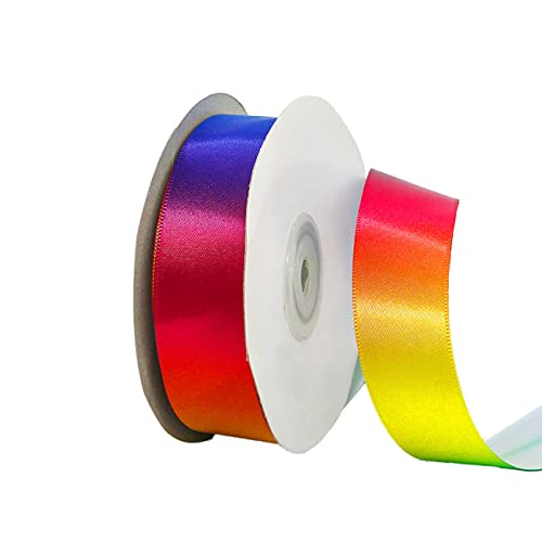 Ainmto Satinband Regenbogen 25mm X 22m,Geschenkband Schleifenband Bunt,Satin Bänder Breit für Geschenkverpackungen(1 Rollen) von Ainmto