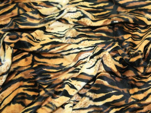 147,3 cm breit Animal Print Polyester Velboa Stoff Tiger – Meterware von Ainsberry
