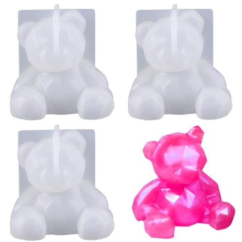 Ainvhh 3 x 3D-Bär-Harz-Form, Silikonbär, Epoxidharz, Seifenform, Handyhalter, Silikonform von Ainvhh