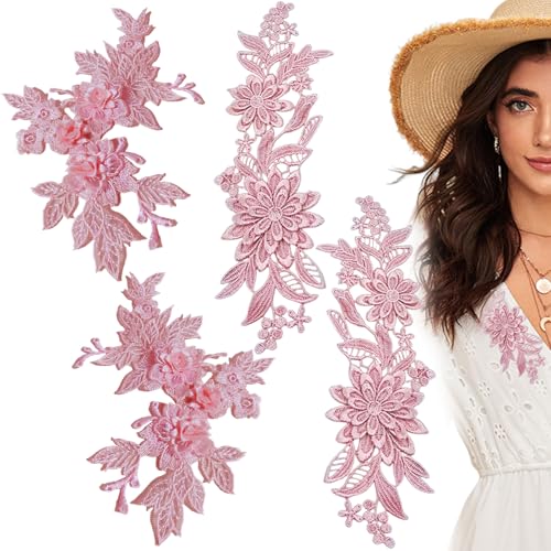 Blumenstickerei-Applikation, 3D-Blumenstickerei, Vintage-Applikationen, Spitze, bestickt, zum Aufnähen, für Kissen, Kleid, Kleid, Brauttasche, Kleidung, Verzierungen, 4 Stück Blumenstickerei-Applikation, 3D-Blumenstickerei, Vintage-Applikationen, Spitze, bestickt, zum Aufnähen, für Kissen, Kleid, Kleid, Brauttasche, Kleidung, Verzierungen, 4 Stück von Ainvhh