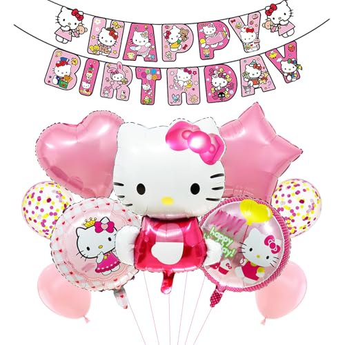 10 Stück Kity Party-Luftballons, Cartoon-Katzen-Folienballon, Happy Birthday-Banner, Katzen-Themen-Geburtstagsdekorationsset mit Latex-Luftballons, Partyzubehör für Jungen, Mädchen, Kinder 10 Stück Kity Party-Luftballons, Cartoon-Katzen-Folienballon, Happy Birthday-Banner, Katzen-Themen-Geburtstagsdekorationsset mit Latex-Luftballons, Partyzubehör für Jungen, Mädchen, Kinder von Ainvliya