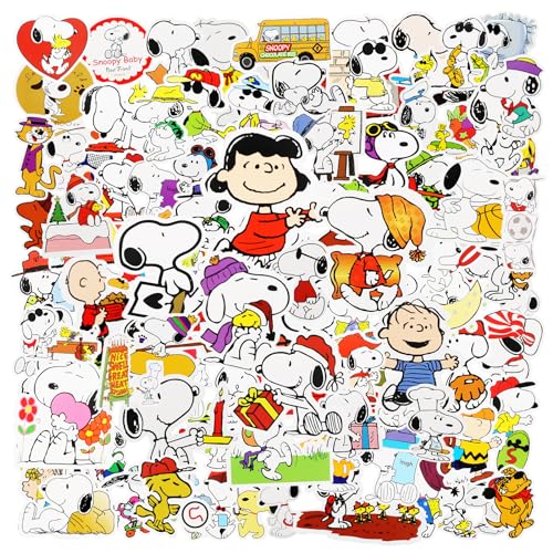100 Stück Snoopy Aufkleber Tiere Anime Wasserfeste Sticker Set, Anwendbar für Erwachsene und Kinder Skateboard Süßer Sticker, Laptop, Gepäck, Wasserbecher Aesthetic Aufkleber, Handyaufkleber von Ainvliya