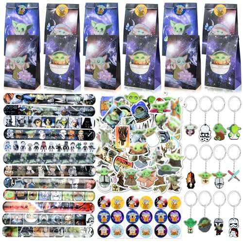 104PCS Mitgebsel Kindergeburtstag Set , Geburtstagsdeko Party Mitgebsel Party Deko Kindergeburtstag Schlüsselschnalle DIY Aufkleber Geschenktüten Schnapparmband Kindergeburtstag Gastgeschenk von Ainvliya