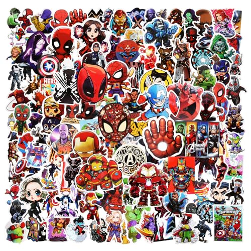 130 Stück Avengers Aufkleber Wasserdichte Aufkleber Anime Sticker Set Superhelden Sticker, Anwendbar für Kinder Skateboard, Laptop, Gepäck, Wasserbecher, Handyaufkleber, Scrapbook von Ainvliya