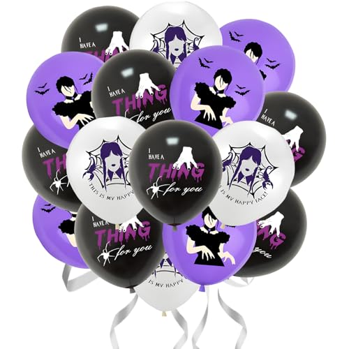 18 Stück Mittwoch-Luftballons, Geburtstagsparty-Dekorationen, Latex-Cartoon-Ballon, Addam-Familien-Party-Ballons, Geburtstagsdekorationen, Partyzubehör für Kinder, Jungen, Mädchen 18 Stück Mittwoch-Luftballons, Geburtstagsparty-Dekorationen, Latex-Cartoon-Ballon, Addam-Familien-Party-Ballons, Geburtstagsdekorationen, Partyzubehör für Kinder, Jungen, Mädchen von Ainvliya