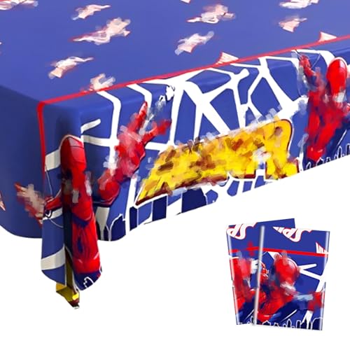 2 Stück Tischdecke Kindergeburtstag 137x183cm, Happy Birthday Tischdecke Wasserdicht Tischdeko Plastik Rechteckig Tischdecken Tischtuch für Geburtstag Party Deko Mottoparty Zubehör Kinder Jungen von Ainvliya