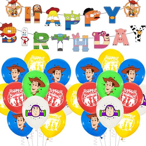 21 Stück Spielzeug inspirierte Geschichte Geburtstag Dekorationen, Spielzeug Thema Story Latex Ballons Party Dekorationen Set mit Happy Birthday Banner Cartoon Party Supplies für Kinder Jungen Mädchen 21 Stück Spielzeug inspirierte Geschichte Geburtstag Dekorationen, Spielzeug Thema Story Latex Ballons Party Dekorationen Set mit Happy Birthday Banner Cartoon Party Supplies für Kinder Jungen Mädchen von Ainvliya