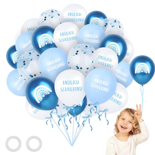 28 Stück Einschulung Luftballons Blau Schulstart Deko, Schuleinführung Schulstart Party Dekoration mit Konfetti Luftballons, Schulkind Farbmix Latex Bunt Ballons für Schulanfang Jungen Mädchen 28 Stück Einschulung Luftballons Blau Schulstart Deko, Schuleinführung Schulstart Party Dekoration mit Konfetti Luftballons, Schulkind Farbmix Latex Bunt Ballons für Schulanfang Jungen Mädchen von Ainvliya