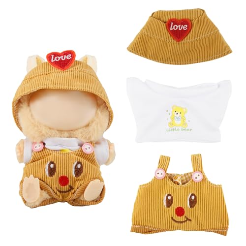 3 Stück Puppenkleidung für 17cm Plüsch, Kuscheltier Kleidung Outfit mit Fischerhut Pullover und Hose, Plüschtier Outfit Accessoires für Puppen, DIY Kinder Geschenke von Ainvliya