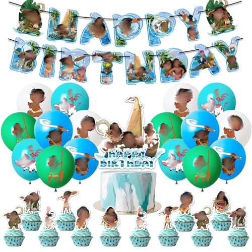46 Stück Cartoon-Party-Dekorationen, Cartoon-Themen-Geburtstagsdekorationen mit Banner, Latex-Luftballons, Kuchendekoration, Cupcake-Topper, Geburtstagsparty-Zubehör für Kinder, Jungen und Mädchen von Ainvliya