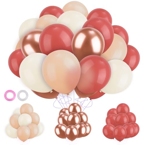 60 Stück Luftballons Beige, Rosa Luftballons Pastell für Geburtstag Deko, Luftballons Bunt mit Band, Latex Luftballons für Babyparty Hochzeit Jahrestag Geburtstag Party Deko von Ainvliya