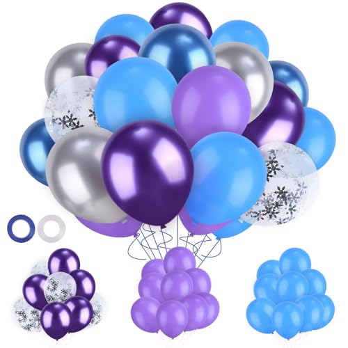 60 StüCk Luftballons Blau, Luftballons Lila Pastell füR Geburtstag Deko, Luftballons Bunt mit Band, Latex Luftballons füR Babyparty Hochzeit Jahrestag Geburtstag Party Deko von Ainvliya