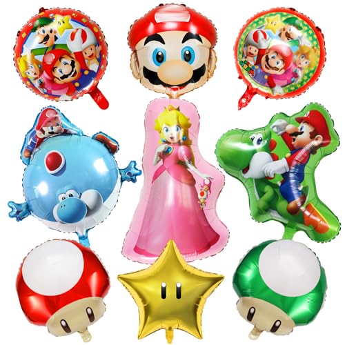 9 Stück Super Bro Geburtstagsdeko Folienballon Set, Cute Kindergeburtstag Deko, Cartoon Luftballons Geburtstag Dekoration Set für Kinder Jungen Mädchen 9 Stück Super Bro Geburtstagsdeko Folienballon Set, Cute Kindergeburtstag Deko, Cartoon Luftballons Geburtstag Dekoration Set für Kinder Jungen Mädchen von Ainvliya
