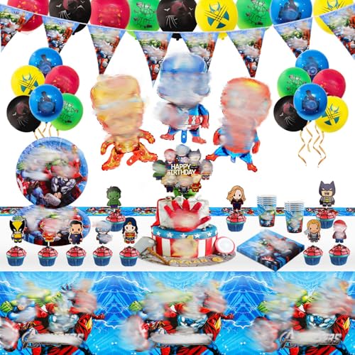 Ainvliya Aven-g Partydekorationen, Geburtstagsdekorationen, Geschirr-Set, Pappteller, Ballon, Partyzubehör für 10 Gäste, 88 Stück Ainvliya Aven-g Partydekorationen, Geburtstagsdekorationen, Geschirr-Set, Pappteller, Ballon, Partyzubehör für 10 Gäste, 88 Stück von Ainvliya