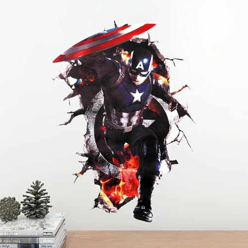 Captain Wandtattoo Kinderzimmer, Babyzimmer Wandaufkleber, Prinzessin Wandsticker, Kinderzimmer Deko für Mädchen & Jungen, Wandtattoos für Schlafzimmer & Kinderzimmer deko, 3D Wall Sticker von Ainvliya
