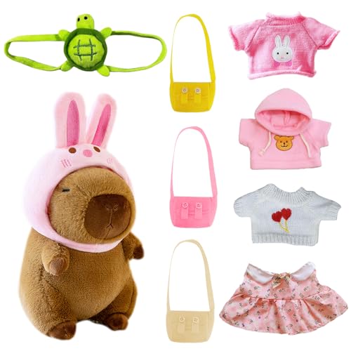 Capybara Plüschtier, 23CM Capybara Kuscheltier Set Cartoon Plüschtiere, Plüsch Puppe Spielzeug mit Kleidung und Accessoires, Kinder Figur Plüschtiere Gestopft Tierspielzeug Für Jungen Mädchen Capybara Plüschtier, 23CM Capybara Kuscheltier Set Cartoon Plüschtiere, Plüsch Puppe Spielzeug mit Kleidung und Accessoires, Kinder Figur Plüschtiere Gestopft Tierspielzeug Für Jungen Mädchen von Ainvliya