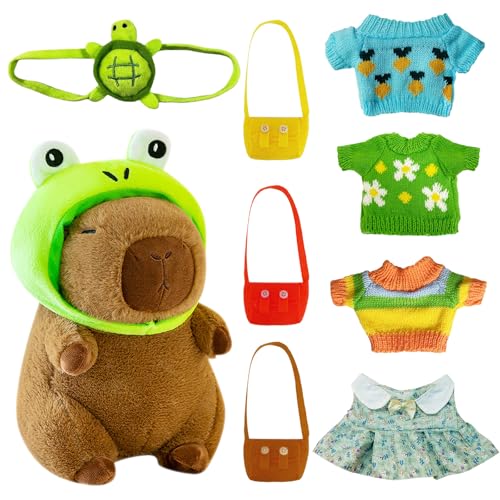 Capybara Plüschtier, 23CM Capybara Kuscheltier Set Cartoon Plüschtiere, Plüsch Puppe Spielzeug mit Kleidung und Accessoires, Kinder Figur Plüschtiere Gestopft Tierspielzeug Für Jungen Mädchen Capybara Plüschtier, 23CM Capybara Kuscheltier Set Cartoon Plüschtiere, Plüsch Puppe Spielzeug mit Kleidung und Accessoires, Kinder Figur Plüschtiere Gestopft Tierspielzeug Für Jungen Mädchen von Ainvliya