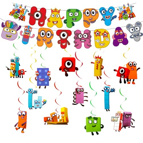 Numberblocks Geburtstag Banner, Party Banner, Rosa Mädchen Party Dekorationen Banner für Geburtstagsfeier von Ainvliya