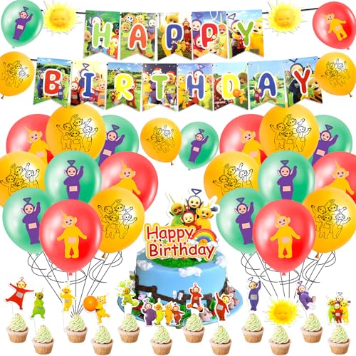 Tele-tu Baby-Geburtstagsdekorationen, Luftballon-Kuchenaufsätze mit Happy Birthday-Banner, Party-Dekorationen für Kinder, Jungen, Mädchen, 44 Stück Tele-tu Baby-Geburtstagsdekorationen, Luftballon-Kuchenaufsätze mit Happy Birthday-Banner, Party-Dekorationen für Kinder, Jungen, Mädchen, 44 Stück von Ainvliya
