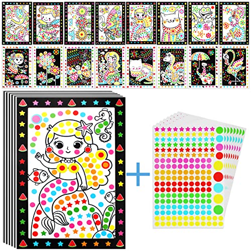 16 Stück Klebepunkt Bastelset Kinder Punkt Aufkleber Kunst Papier, Mosaik Klebebilder Kunsthandwerk Bilder Klebepunkte, Dotty Sticker Scrapbooking Kreative Basteln Sticker für Kinder von Aipaide