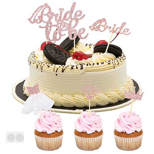 AirSMall Bride to Be Cake Topper, 5 STK. Hochzeit Bride to Be Tortenstecker, JGA Deko Brautkleid Diamant Ring Kuchen Topper für Frauen Verlobung Hochzeit Brautparty Deko von AirSMall