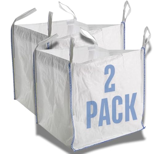 2 x AirTech-UK Heavy Duty Tonne Bags - Großer 1 Tonne Bausack mit Griffen für Gartenabfälle, Müll, Müll & Schüttlagerung - Nilpferd Müllsack für Gartenarbeit & Bau von AirTech-UK