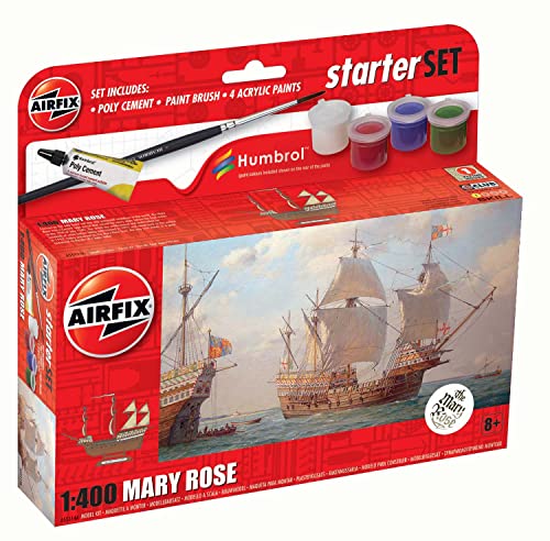 Airfix Starter Set – A55114A Mary Rose Modellbausatz – Plastikmodellschiff Kits für Erwachsene & Kinder ab 8 Jahren, Set enthält Abziehbilder, Humbrol Acrylfarben, Pinsel & Polyzement – Modell im Airfix Starter Set – A55114A Mary Rose Modellbausatz – Plastikmodellschiff Kits für Erwachsene & Kinder ab 8 Jahren, Set enthält Abziehbilder, Humbrol Acrylfarben, Pinsel & Polyzement – Modell im von Airfix