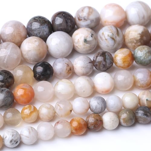 6 mm Bambusblatt-Achat, runde lose Perlen, natürliche Edelsteinperlen, Kristall-Energiestein-Perlen für Schmuckherstellung, DIY-Armband, Halskette von Airheartwx